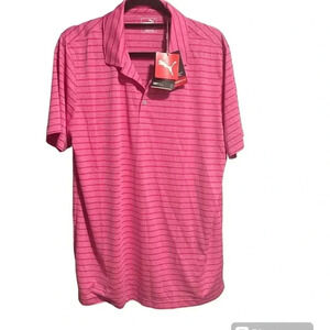 PUMA Fuchsia Purple Striped Golf Polo Large NWT
